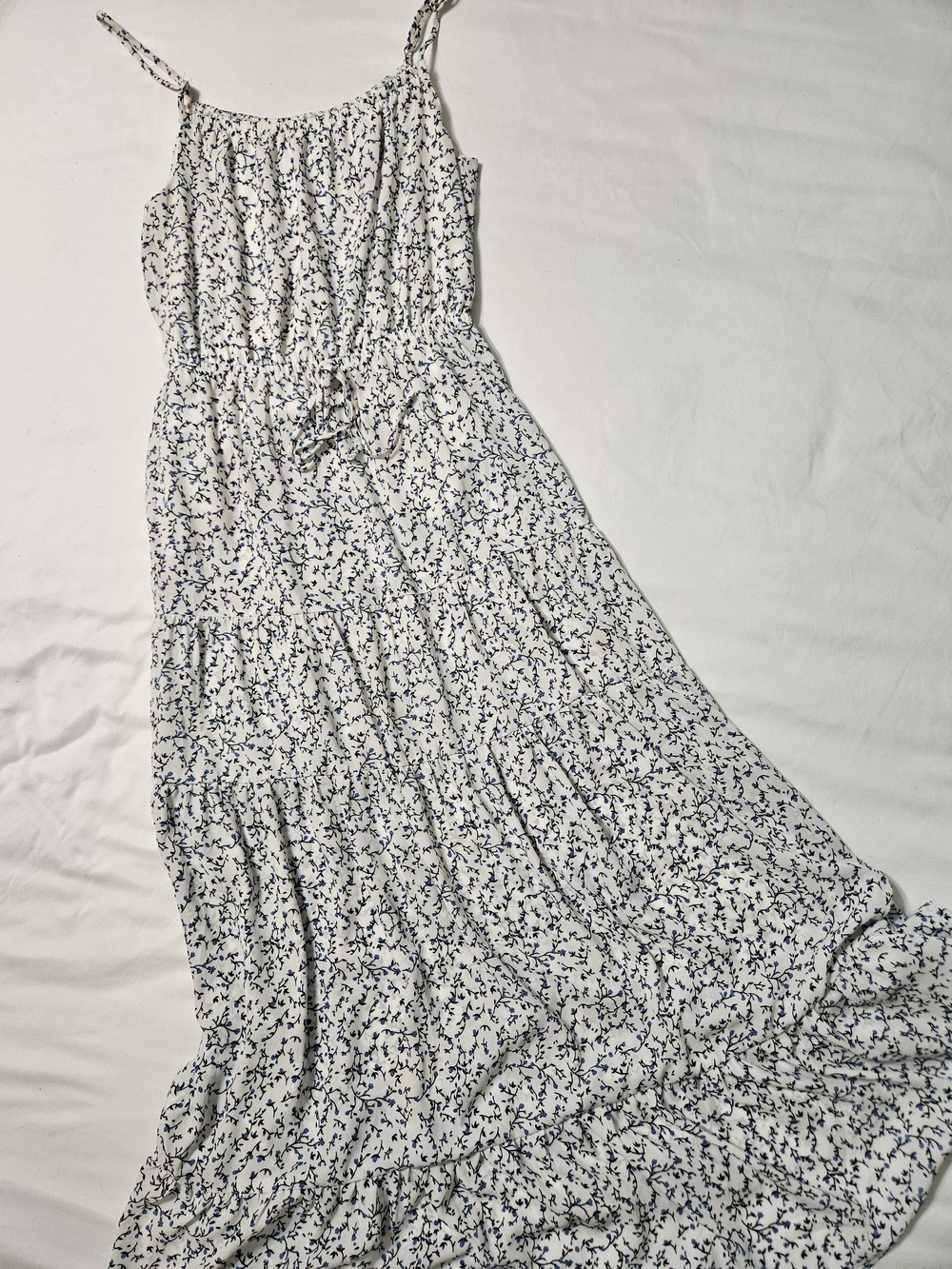 Sienna Sky White Maxi Dress with Navy Floral Print